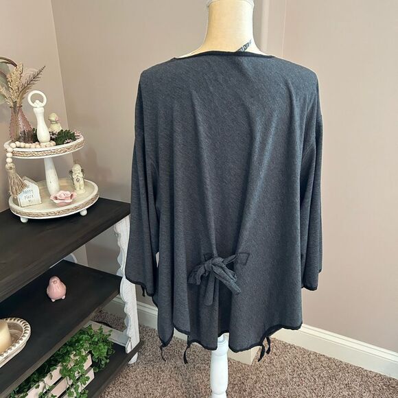 EUC NYAH Gray Tie Front Cardigan (size XL) - Picture 3 of 5